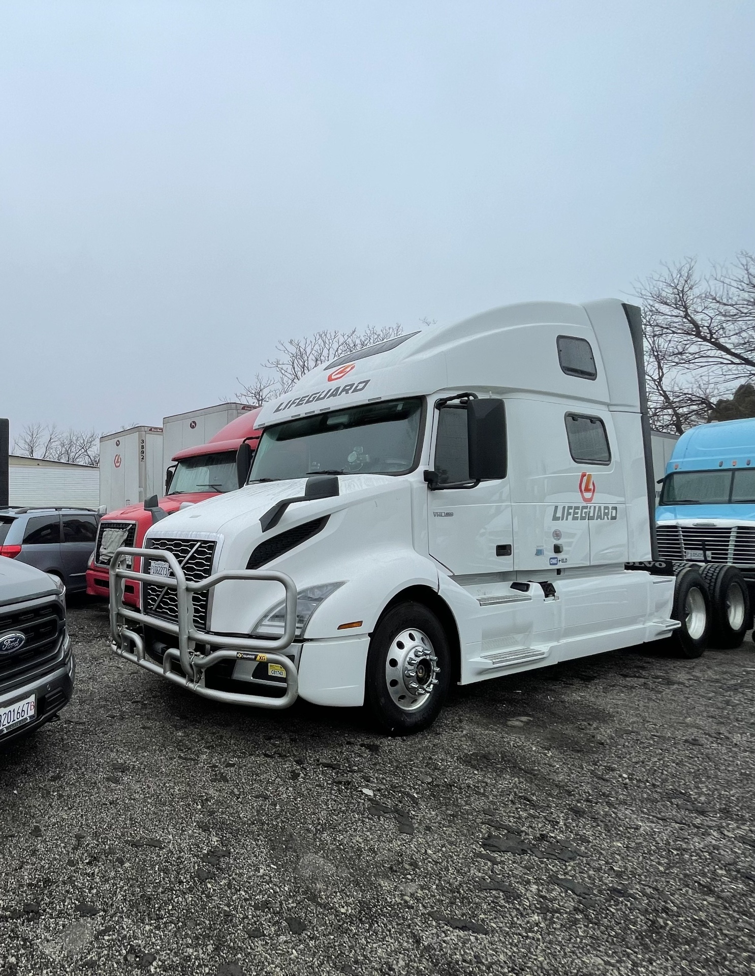 Lifeguard Transportation Mack Anthem trucks with dry van trailers